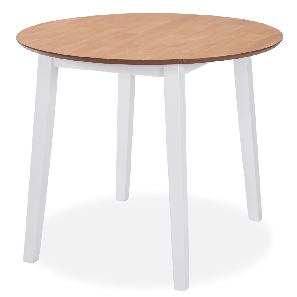 vidaXL Essgruppe 3-tlg. MDF und Gummibaumholz Weiß