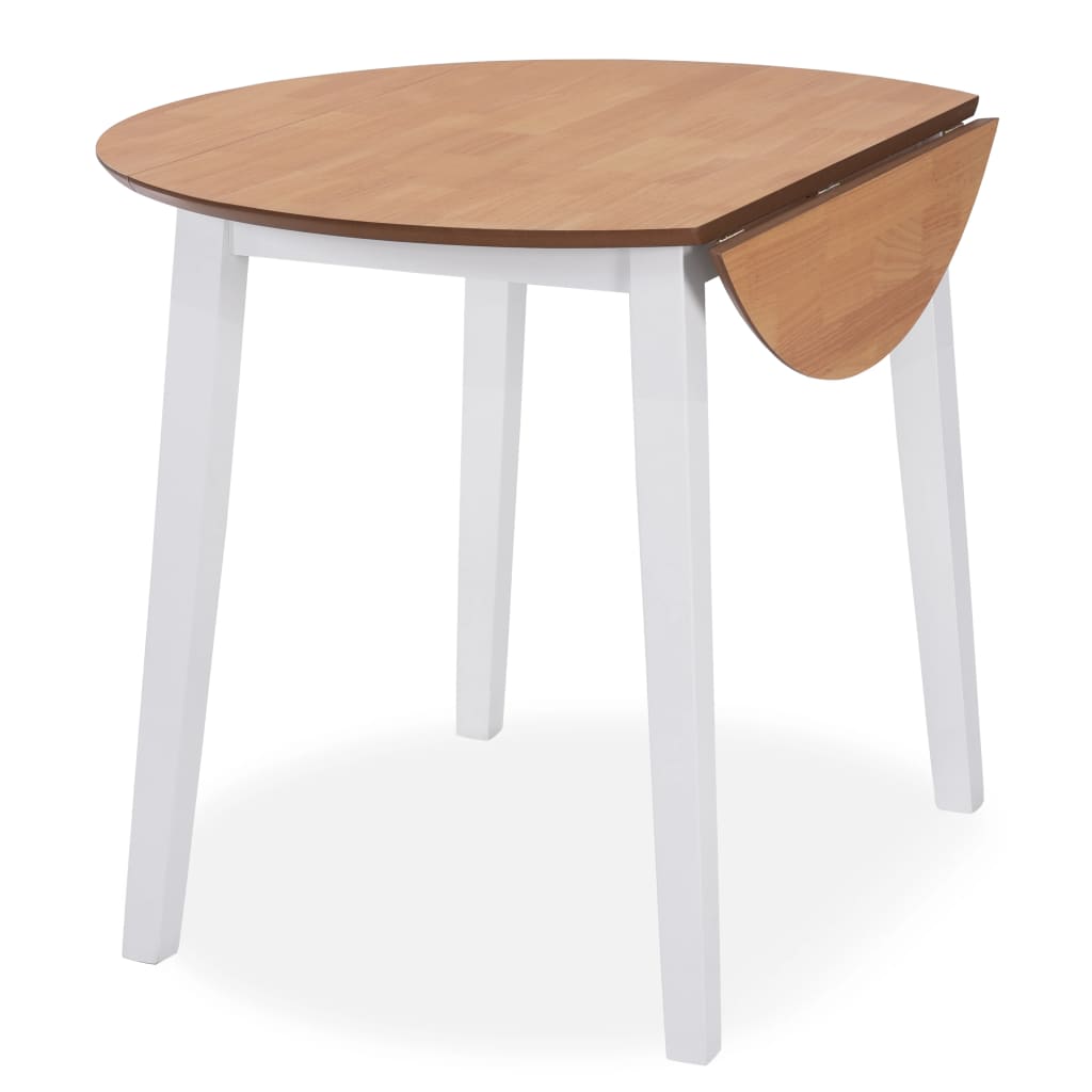 vidaXL Essgruppe 5-tlg. MDF und Gummibaumholz Weiß