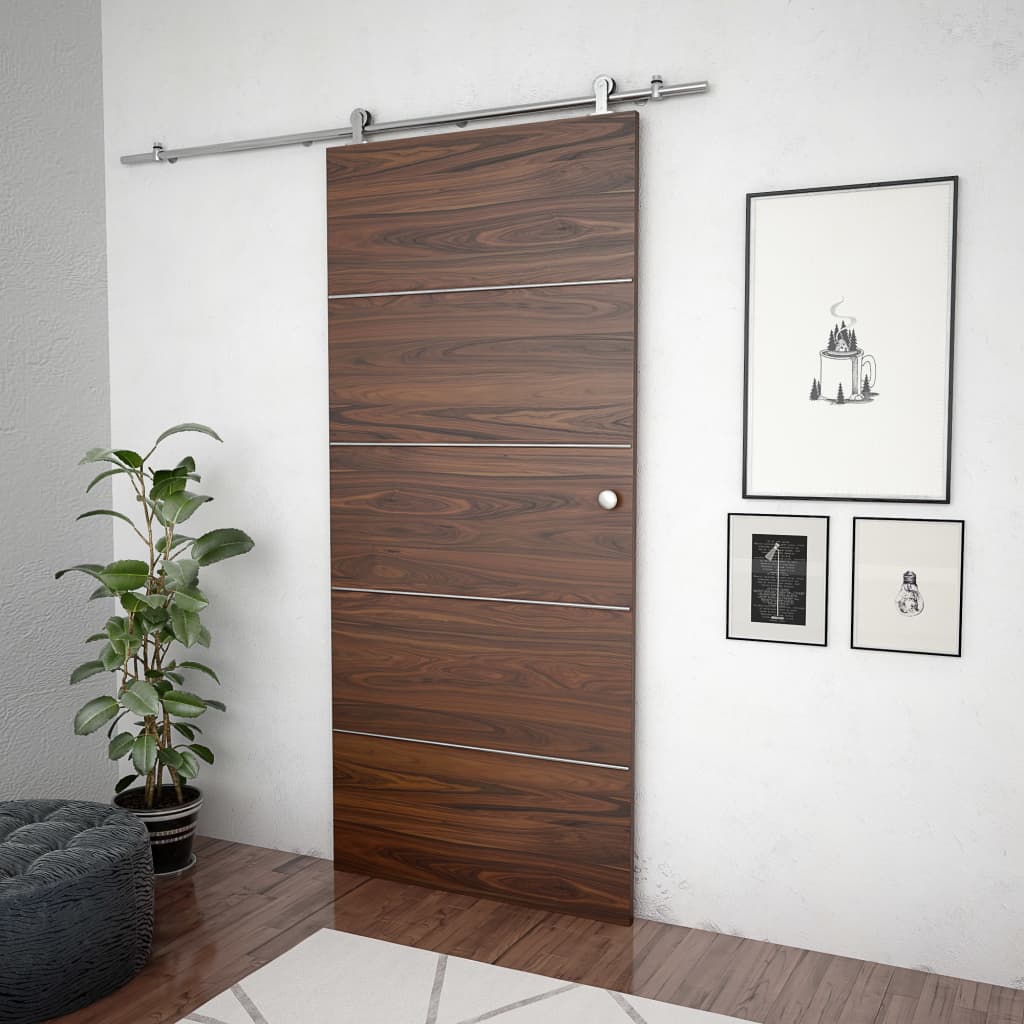 vidaXL Schiebetür-Beschlagsatz 183 cm Edelstahl Silbern