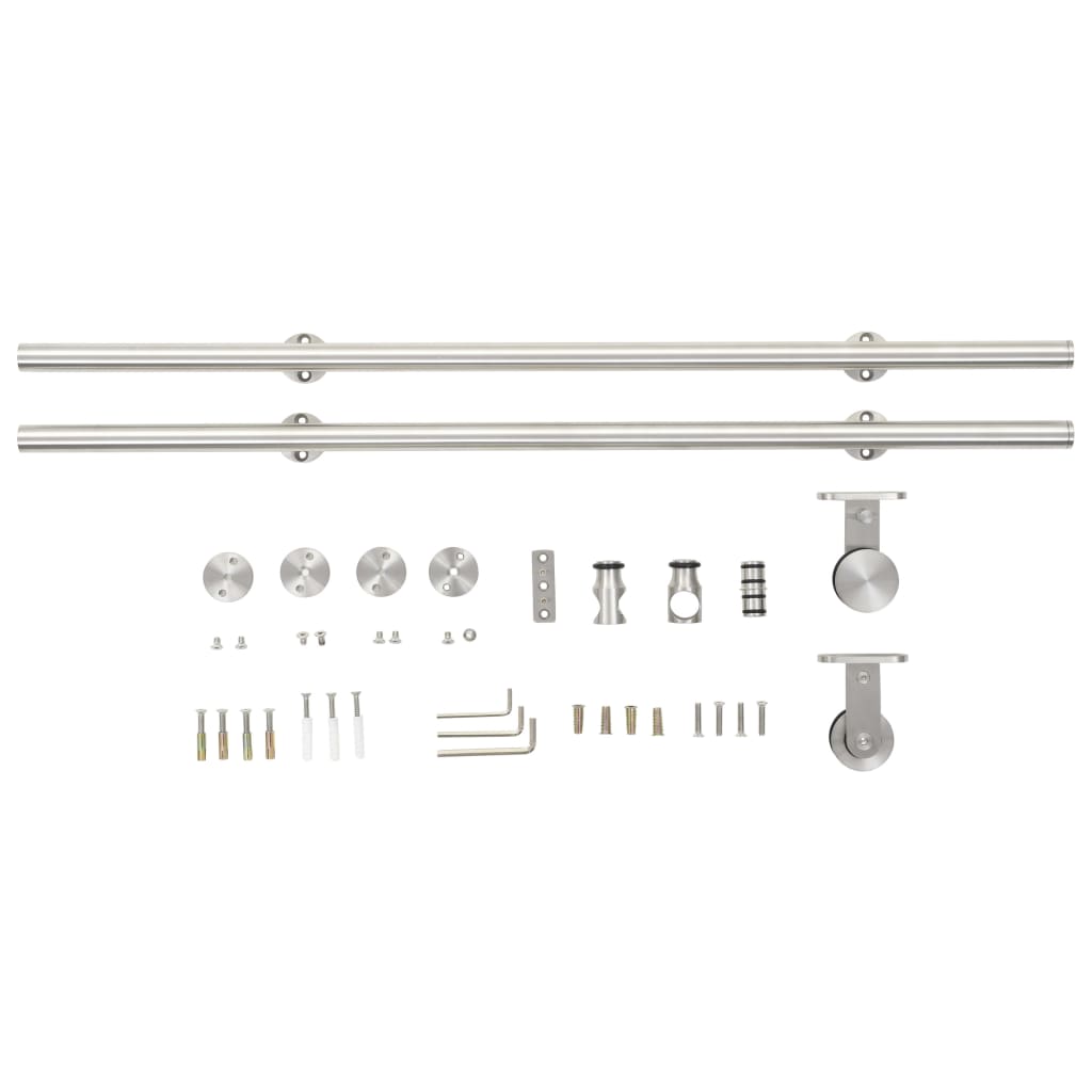 vidaXL Schiebetür-Beschlagsatz 183 cm Edelstahl Silbern