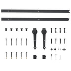 vidaXL Schiebetürbeschlag-Set 183 cm Stahl Schwarz