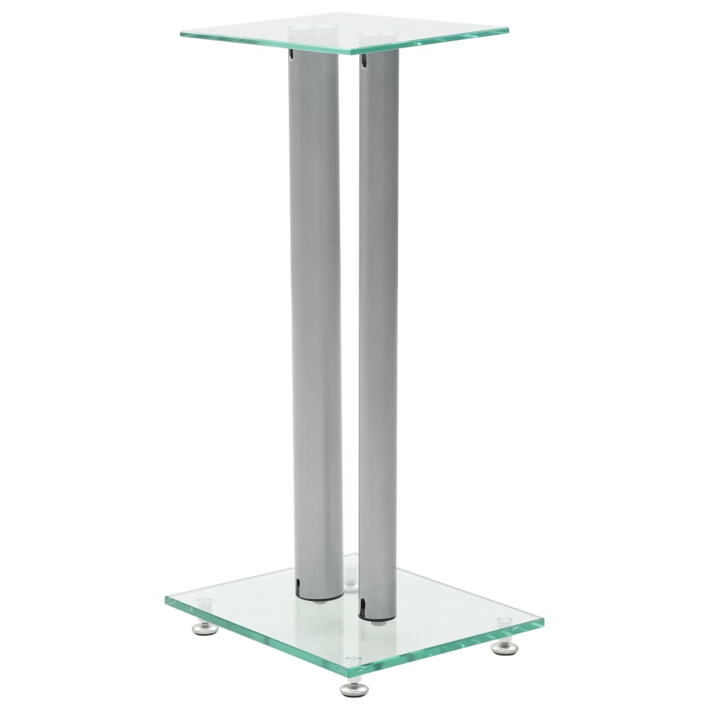 vidaXL Lautsprecherständer Säulen-Design 2 Stk. Hartglas Silbern