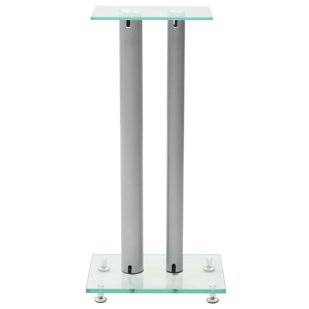 vidaXL Lautsprecherständer Säulen-Design 2 Stk. Hartglas Silbern