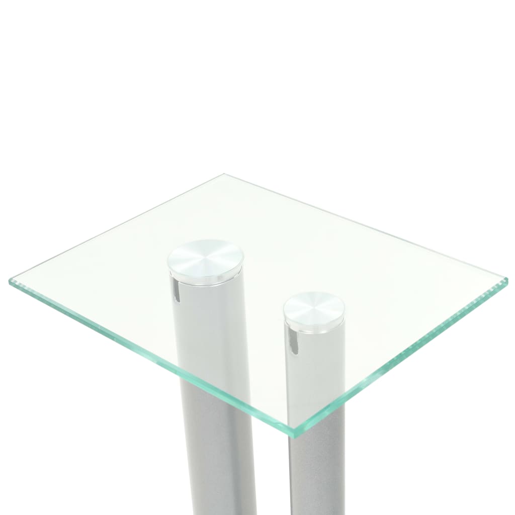 vidaXL Lautsprecherständer Säulen-Design 2 Stk. Hartglas Silbern