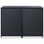 vidaXL Mülltonnenbox für 2 Tonnen Poly Rattan Schwarz 148x80x111 cm
