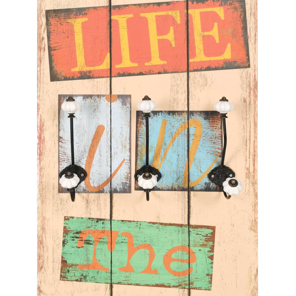 vidaXL Wandgarderobe mit 6 Haken 120 x 40 cm "LIVE LIFE"
