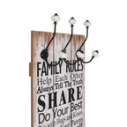 vidaXL Wandgarderobe mit 6 Haken 120 x 40 cm "FAMILY RULES"