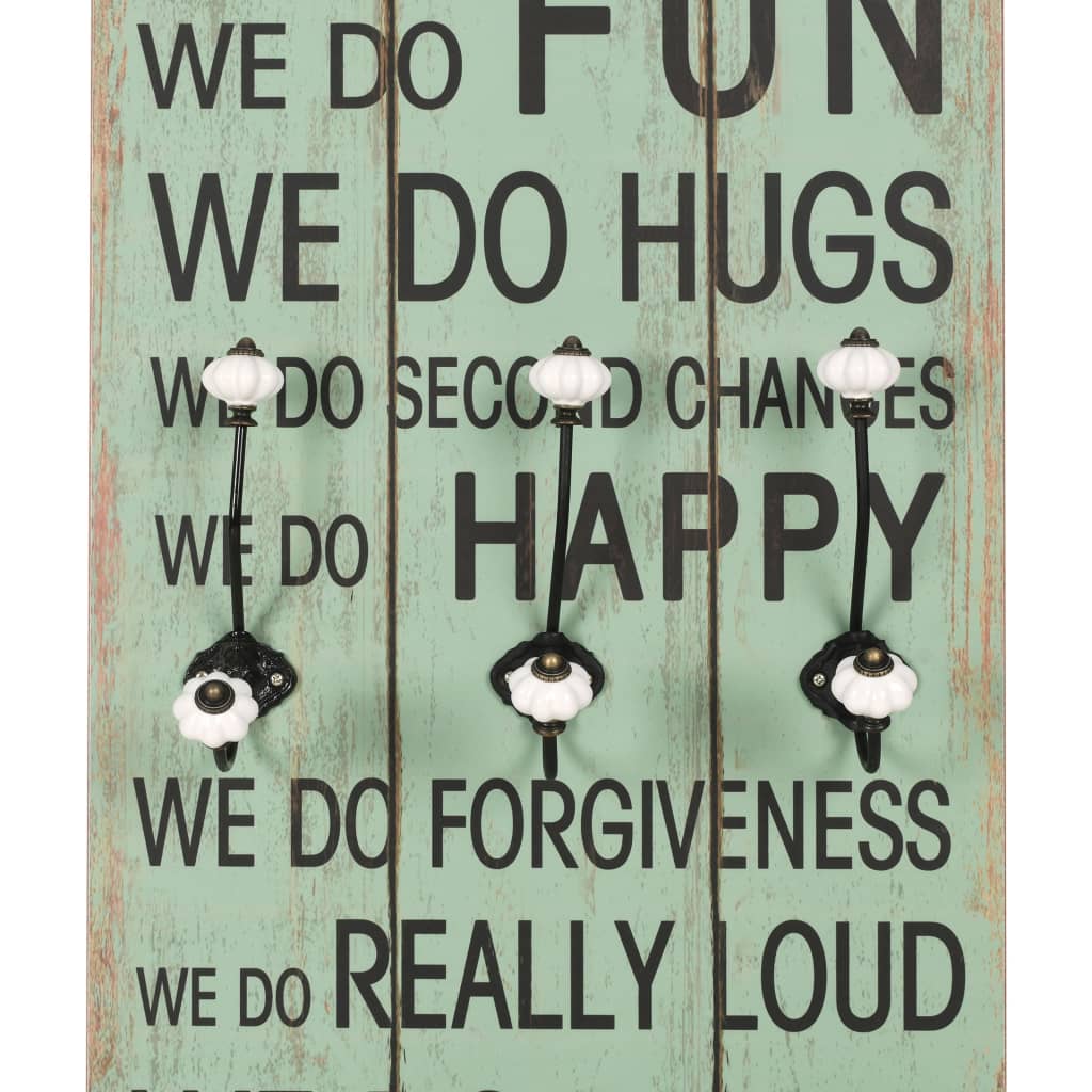 vidaXL Wandgarderobe mit 6 Haken 120x40 cm HAPPY LOVE