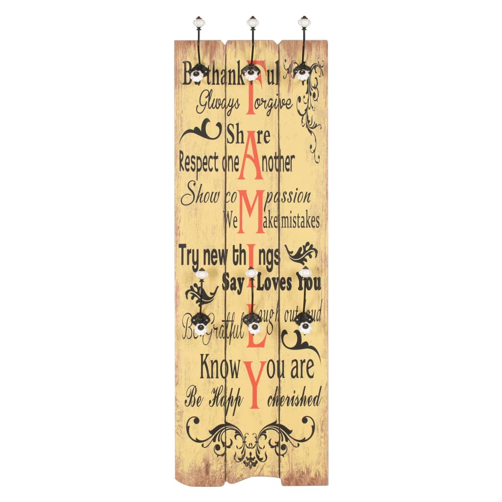 vidaXL Wandgarderobe mit 6 Haken 120 x 40 cm "FAMILY"