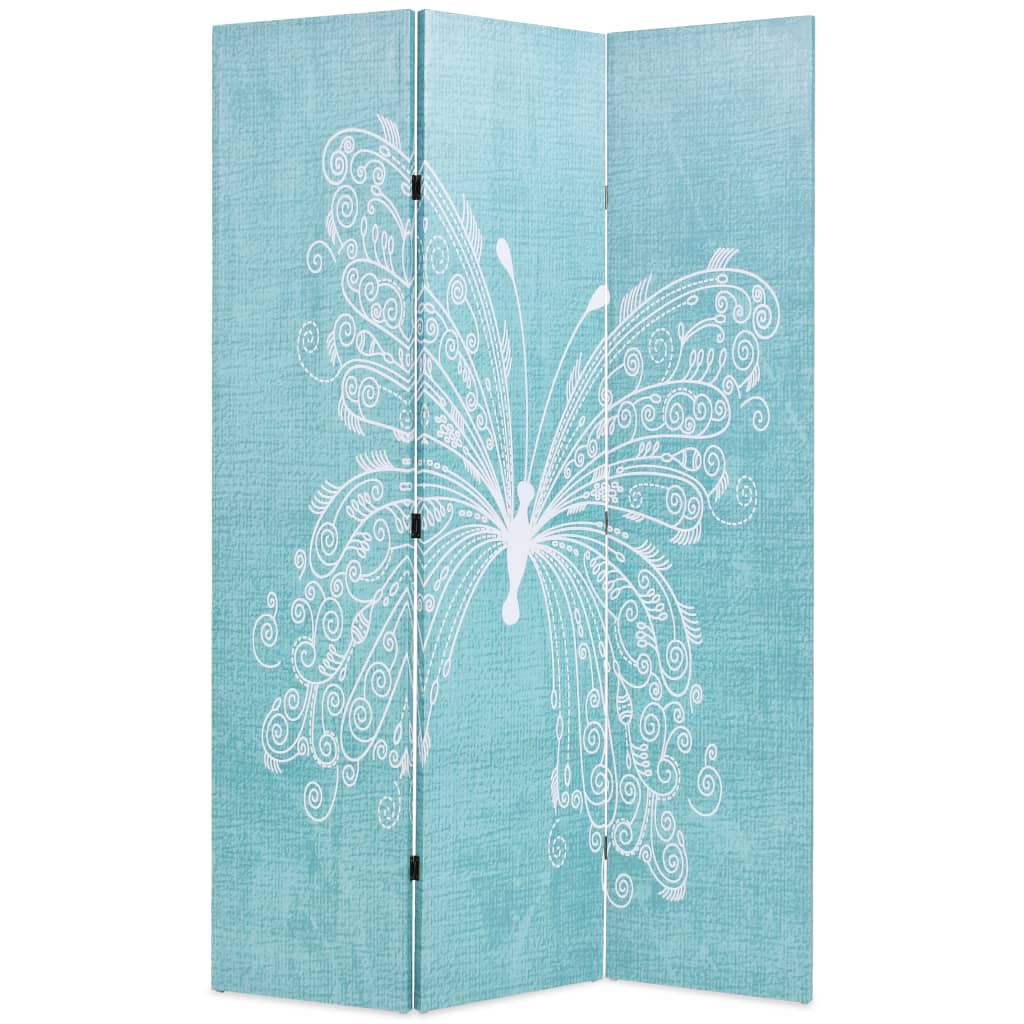 vidaXL Raumteiler klappbar 120 x 170 cm Schmetterling Blau