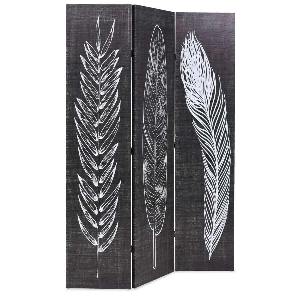 vidaXL Raumteiler klappbar 120 x 170 cm Federn Schwarz-Weiß