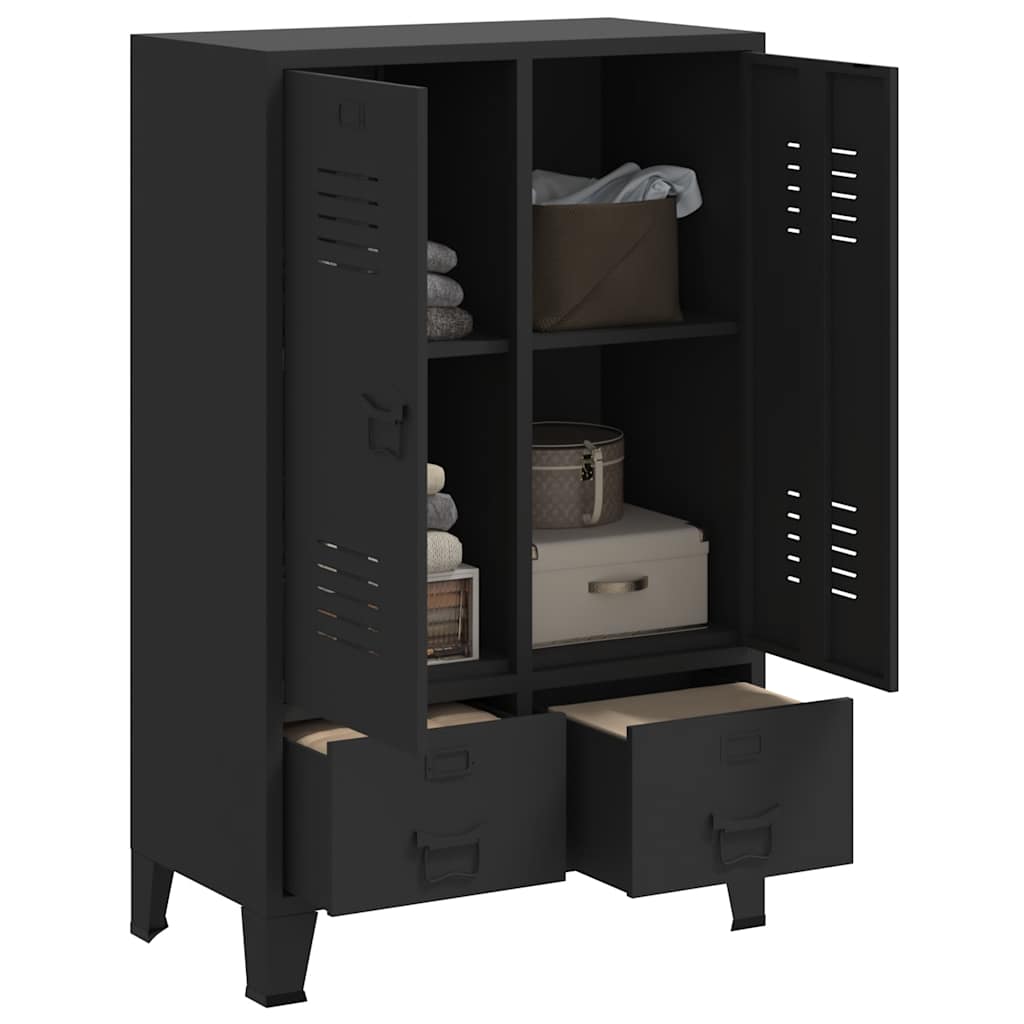 vidaXL Kleiderschrank Metall Industrie-Stil 67 x 35 x 107 cm Schwarz