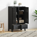 vidaXL Kleiderschrank Metall Industrie-Stil 67 x 35 x 107 cm Schwarz