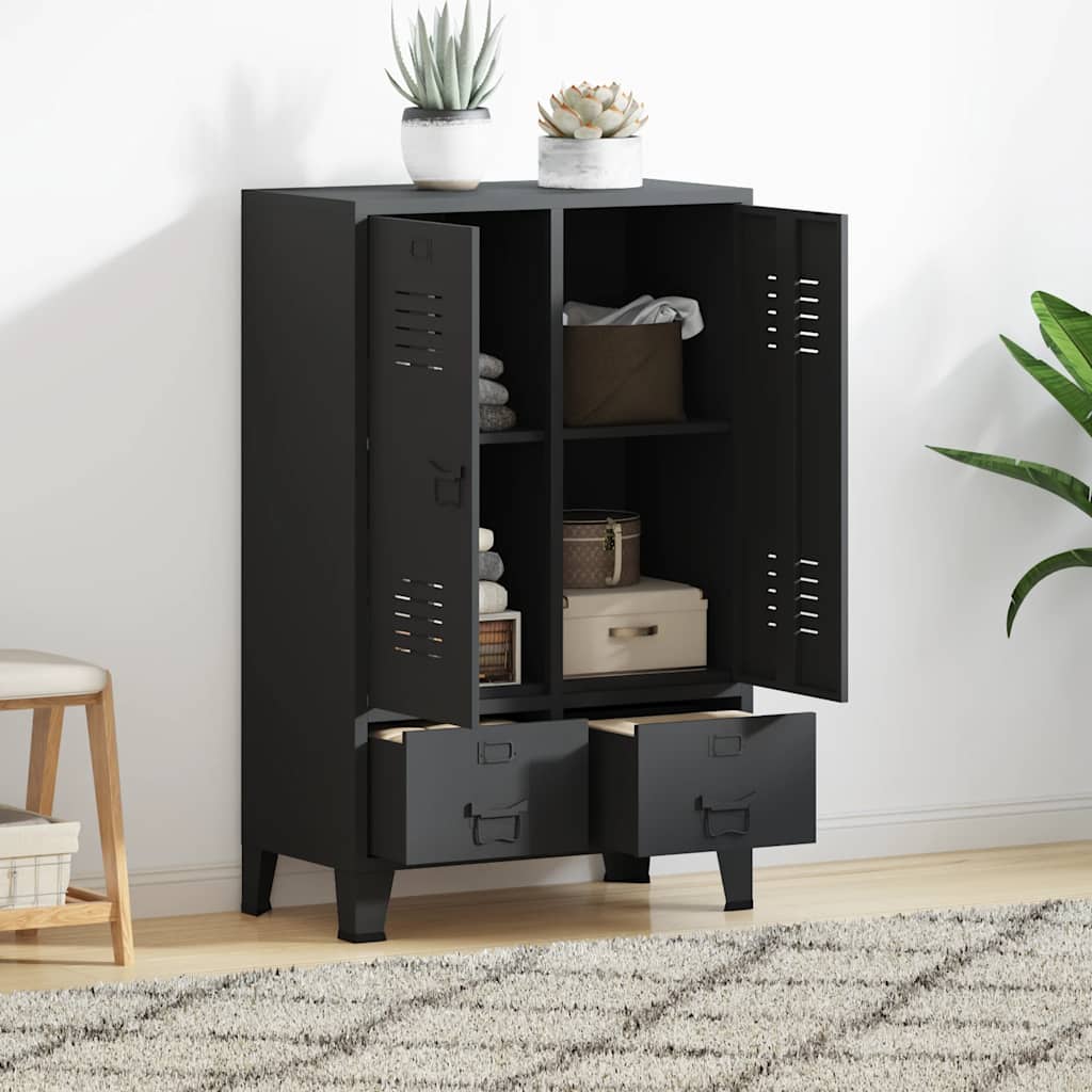vidaXL Kleiderschrank Metall Industrie-Stil 67 x 35 x 107 cm Schwarz