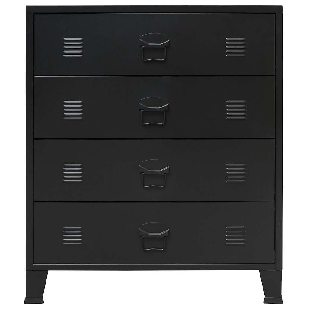 vidaXL Schubladenschrank Metall Industrie-Stil 78 x 40 x 93 cm Schwarz