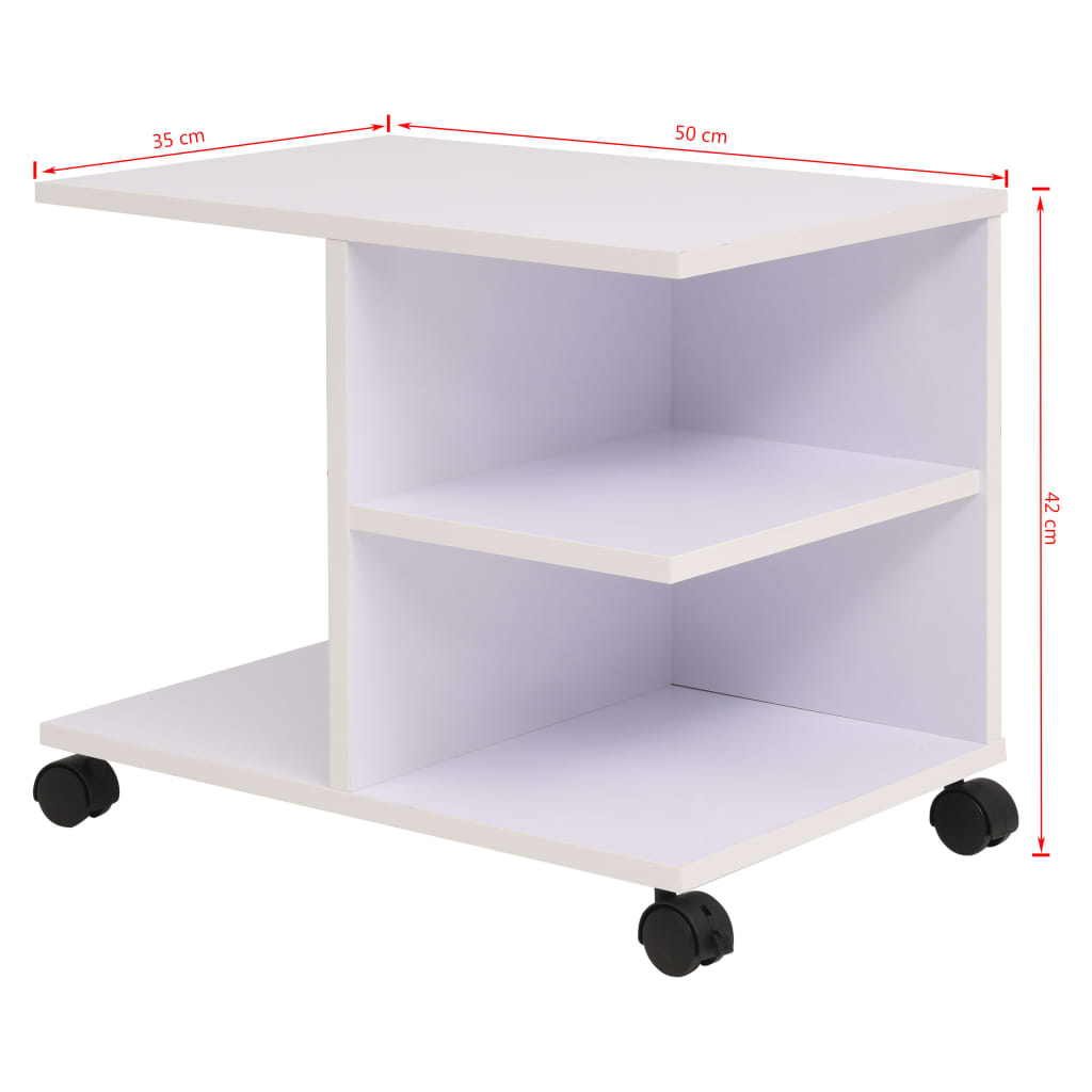 vidaXL Beistelltisch mit Rollen 50×35×42 cm Weiß