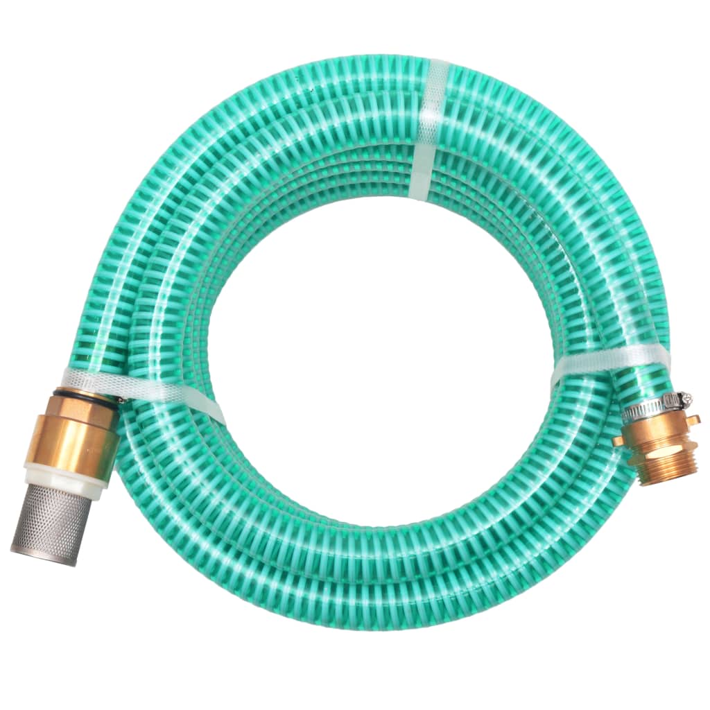 vidaXL Saugschlauch mit Messing-Anschlüssen 3 m 25 mm Grün