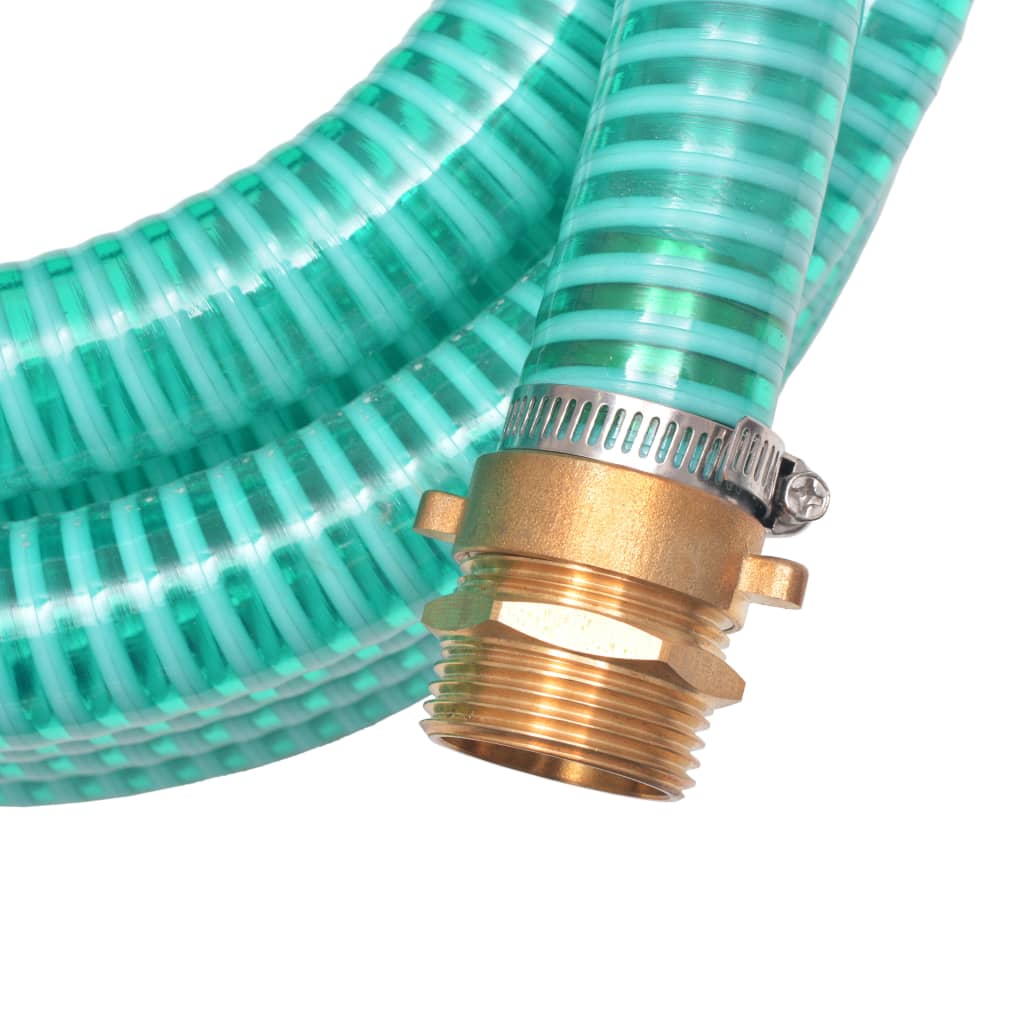 vidaXL Saugschlauch mit Messing-Anschlüssen 3 m 25 mm Grün