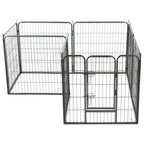 vidaXL Hunde-Laufgitter 8 Paneele Stahl 80 x 80 cm Schwarz