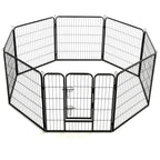 vidaXL Hunde-Laufgitter 8 Paneele Stahl 80 x 80 cm Schwarz