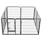vidaXL Hunde-Laufgitter 8 Paneele Stahl 80 x 80 cm Schwarz