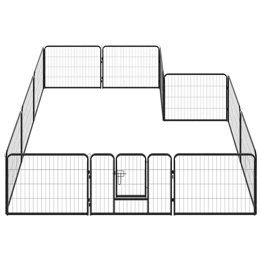 vidaXL Hunde-Laufgitter 12 Paneele Stahl 80x60 cm Schwarz