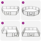 vidaXL Hunde-Laufgitter 12 Paneele Stahl 80x60 cm Schwarz