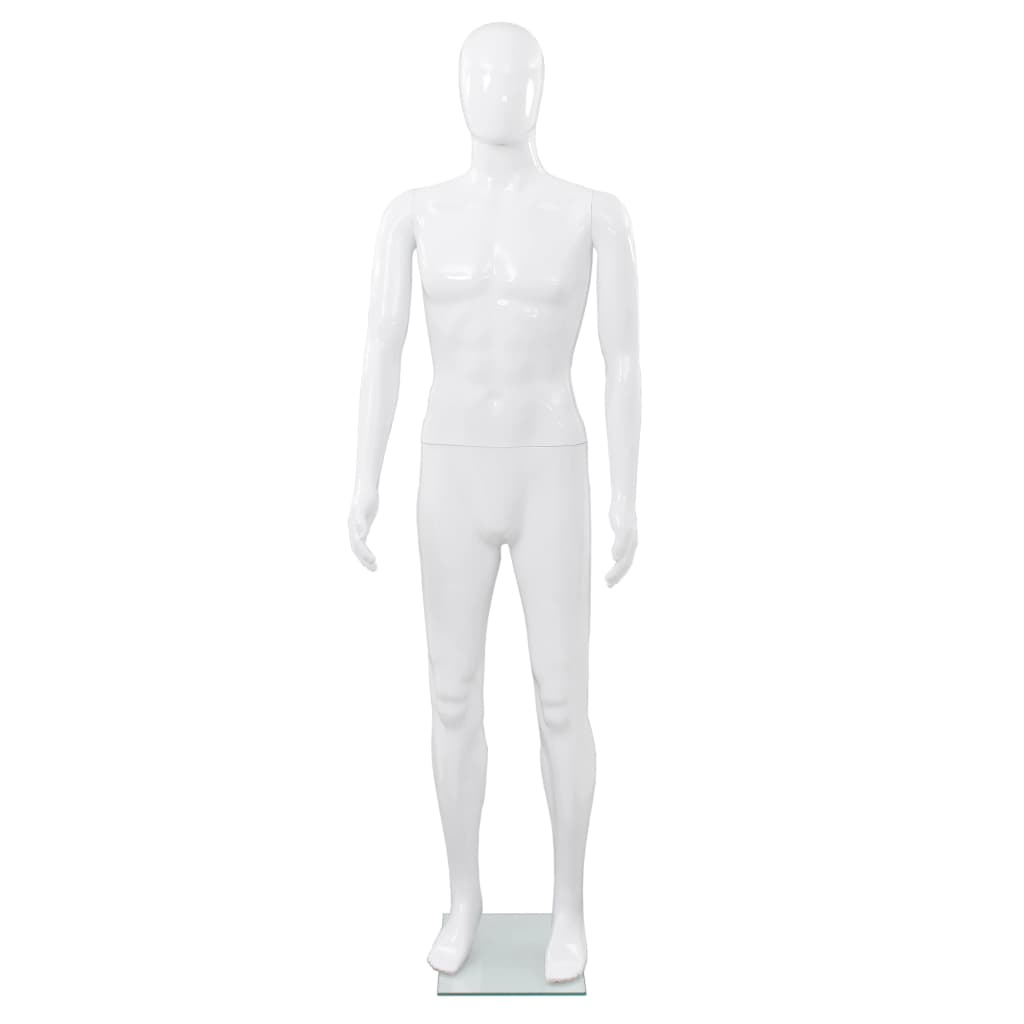vidaXL Männliche Schaufensterpuppe mit Glassockel Weiß 185 cm