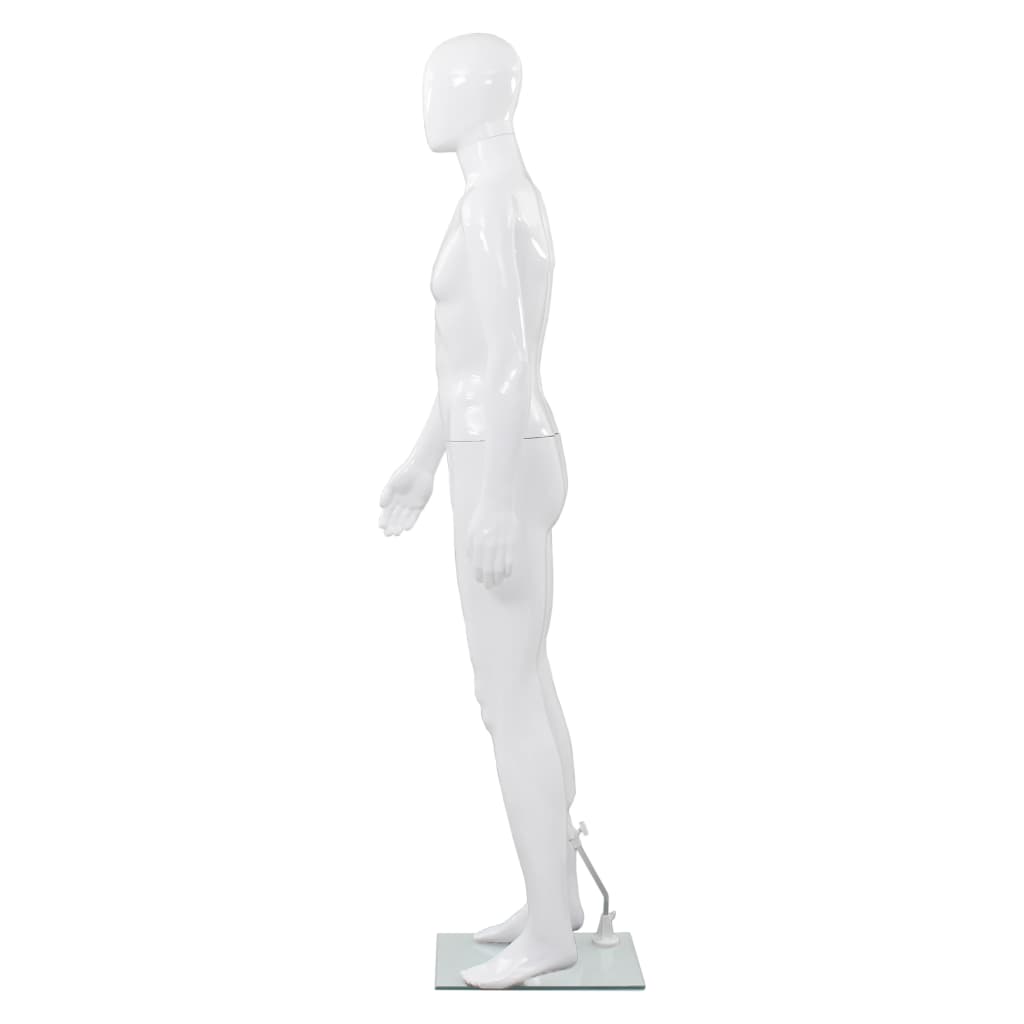 vidaXL Männliche Schaufensterpuppe mit Glassockel Weiß 185 cm