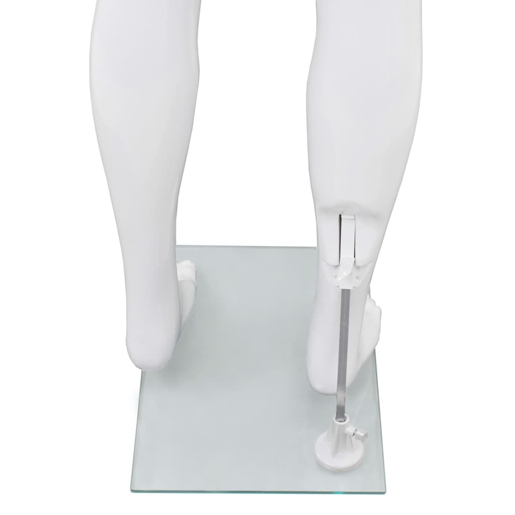 vidaXL Männliche Schaufensterpuppe mit Glassockel Weiß 185 cm