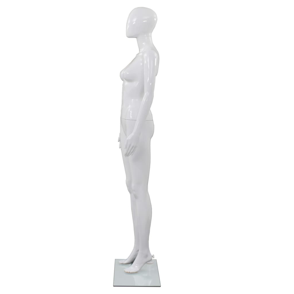 vidaXL Weibliche Schaufensterpuppe mit Glassockel Weiß 175 cm