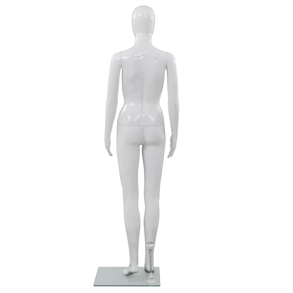 vidaXL Weibliche Schaufensterpuppe mit Glassockel Weiß 175 cm