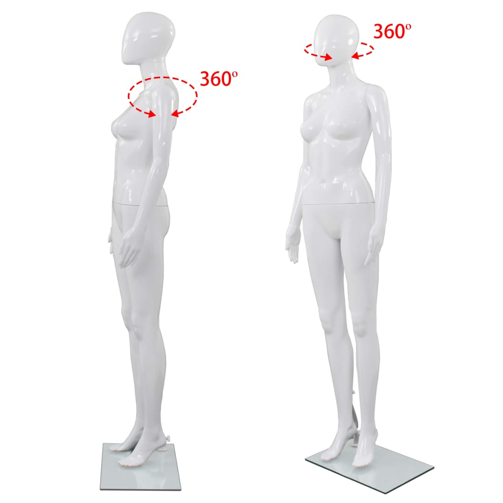 vidaXL Weibliche Schaufensterpuppe mit Glassockel Weiß 175 cm
