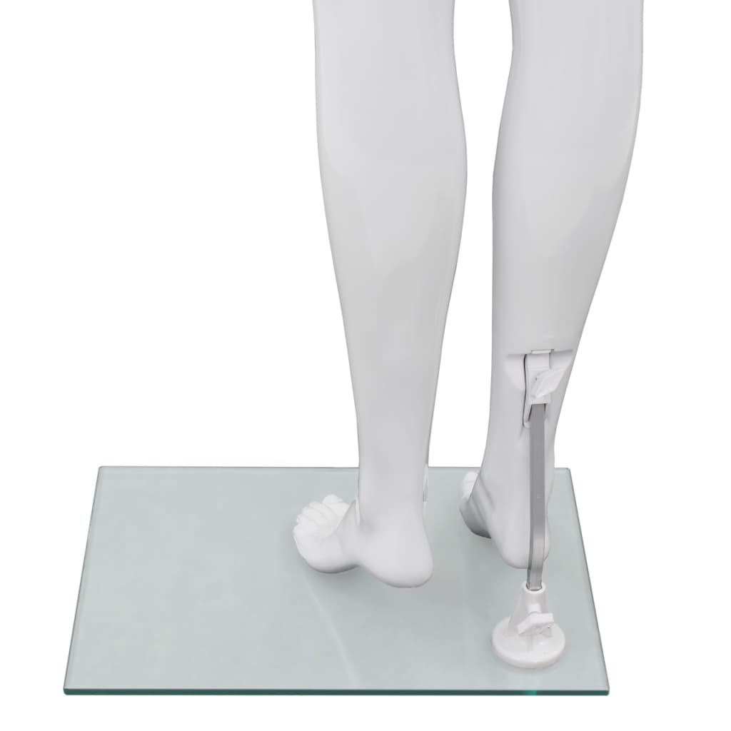 vidaXL Weibliche Schaufensterpuppe mit Glassockel Weiß 175 cm