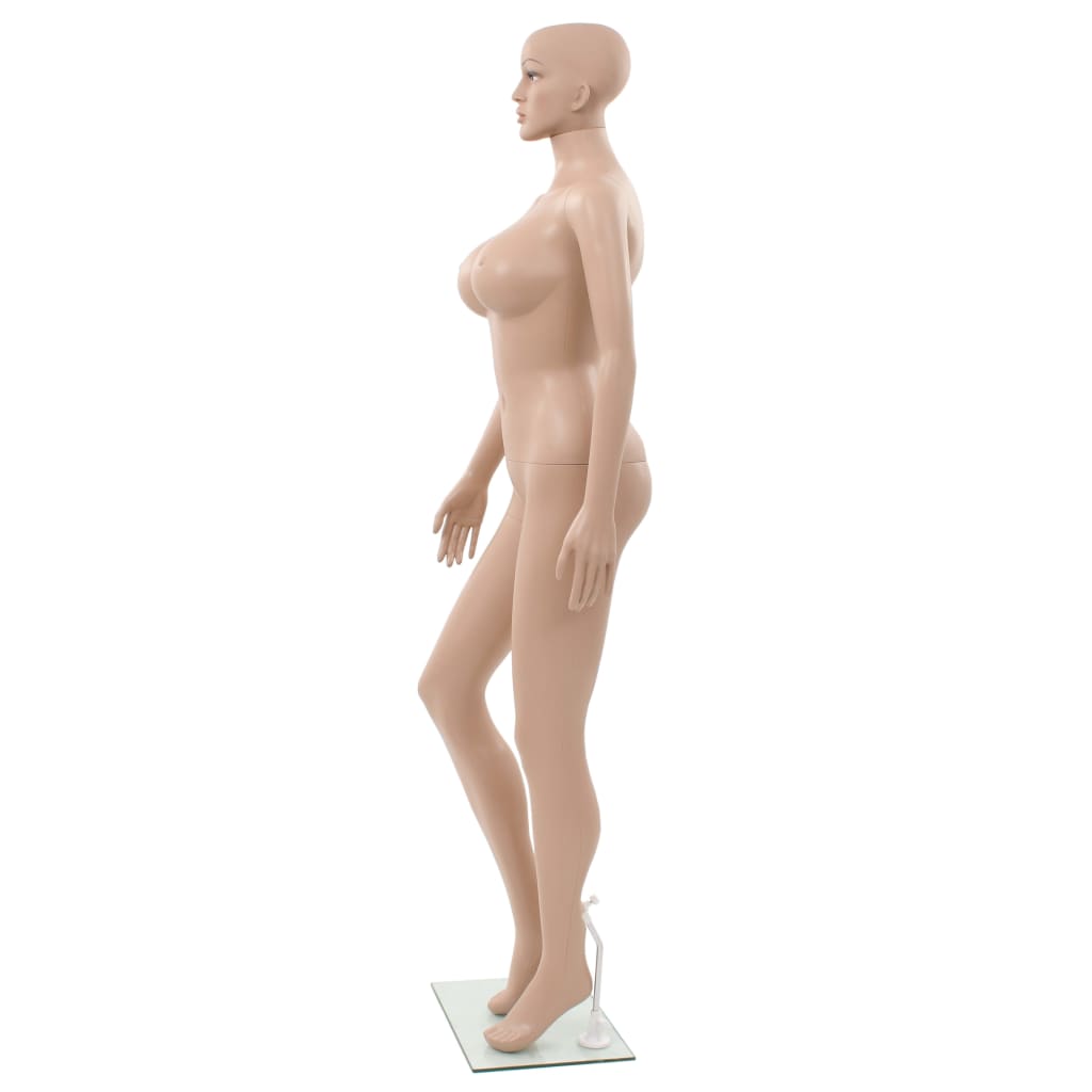 vidaXL Schaufensterpuppe Dame mit Glassockel Beige 180 cm