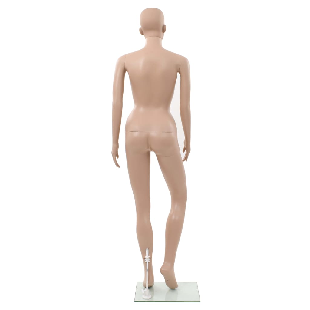 vidaXL Schaufensterpuppe Dame mit Glassockel Beige 180 cm