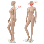 vidaXL Schaufensterpuppe Dame mit Glassockel Beige 180 cm