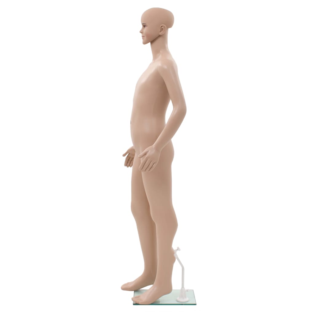 vidaXL Ganzkörper-Schaufensterpuppe Kind mit Glassockel Beige 140 cm