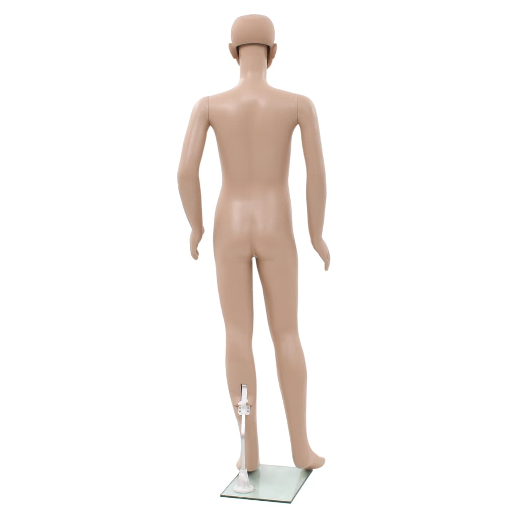 vidaXL Ganzkörper-Schaufensterpuppe Kind mit Glassockel Beige 140 cm