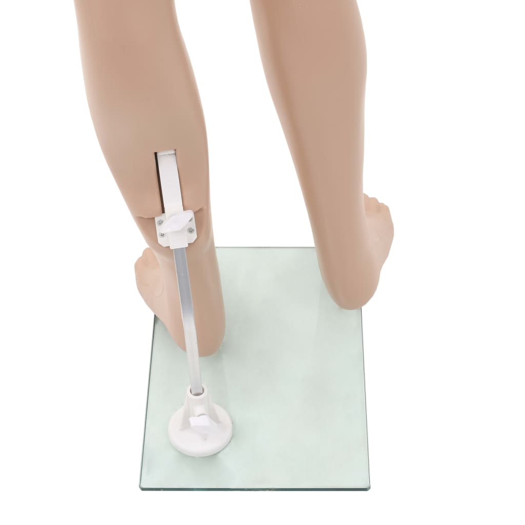vidaXL Ganzkörper-Schaufensterpuppe Kind mit Glassockel Beige 140 cm