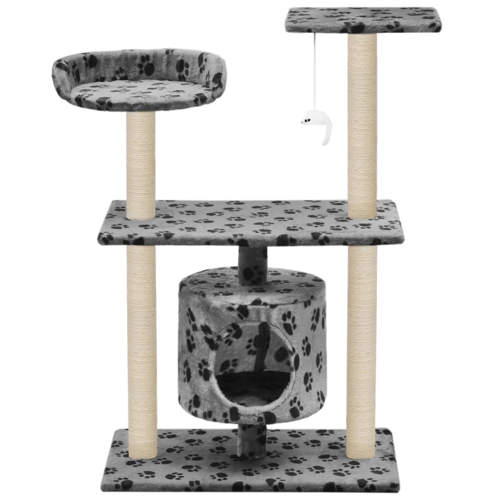 vidaXL Katzen-Kratzbaum Sisal 95 cm Grau Pfoten-Aufdruck