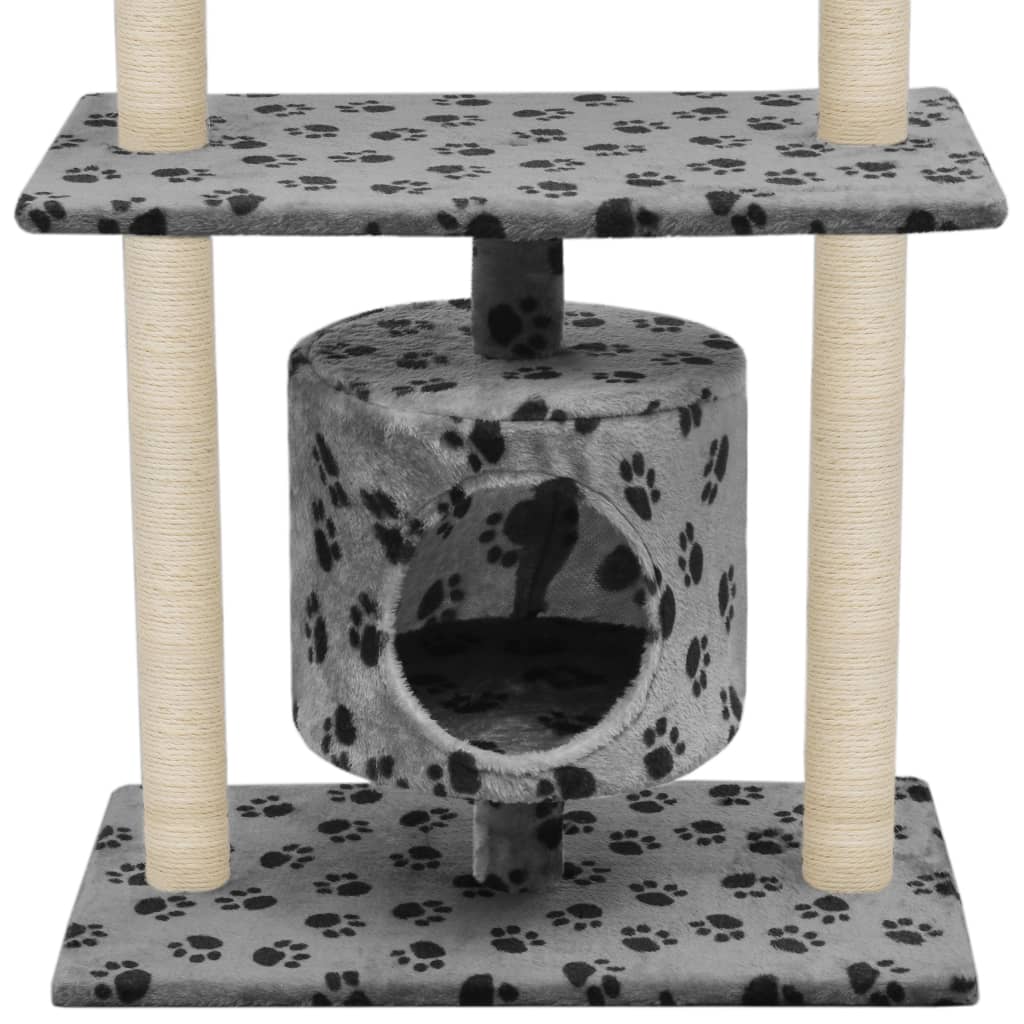 vidaXL Katzen-Kratzbaum Sisal 95 cm Grau Pfoten-Aufdruck