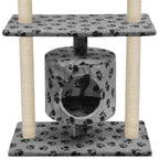 vidaXL Katzen-Kratzbaum Sisal 95 cm Grau Pfoten-Aufdruck