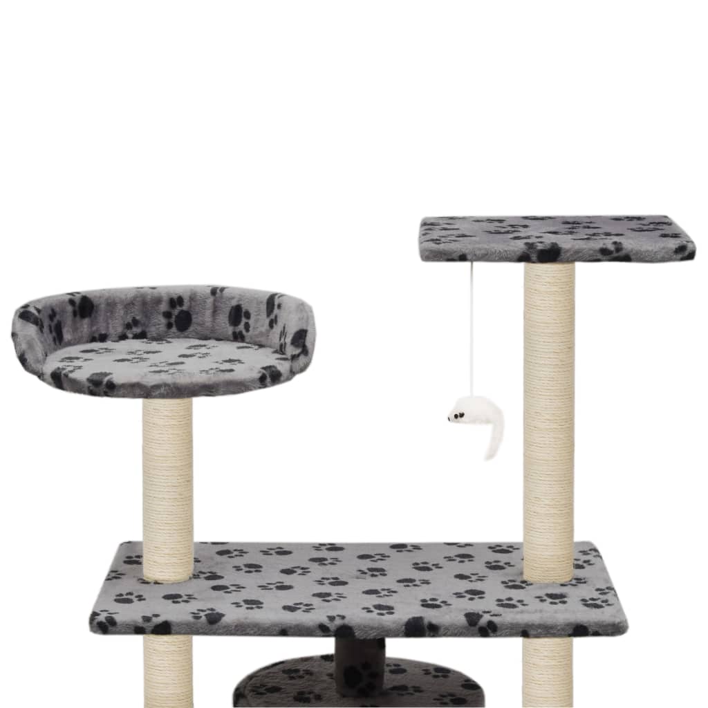 vidaXL Katzen-Kratzbaum Sisal 95 cm Grau Pfoten-Aufdruck