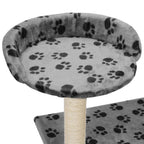 vidaXL Katzen-Kratzbaum Sisal 95 cm Grau Pfoten-Aufdruck
