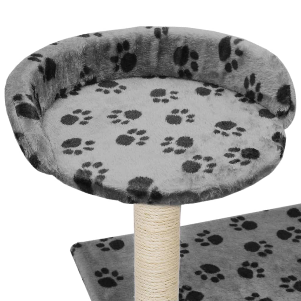 vidaXL Katzen-Kratzbaum Sisal 95 cm Grau Pfoten-Aufdruck