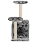 vidaXL Katzenbaum mit Sisal-Kratzsäule 60 cm Grau Pfoten-Aufdruck