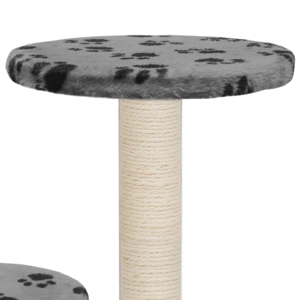 vidaXL Katzenbaum mit Sisal-Kratzsäule 60 cm Grau Pfoten-Aufdruck