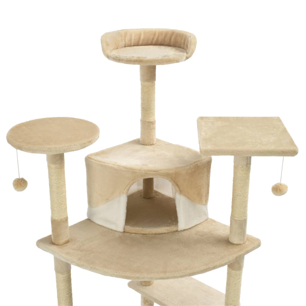vidaXL Katzen-Kratzbaum Sisal 203 cm Beige und Weiß