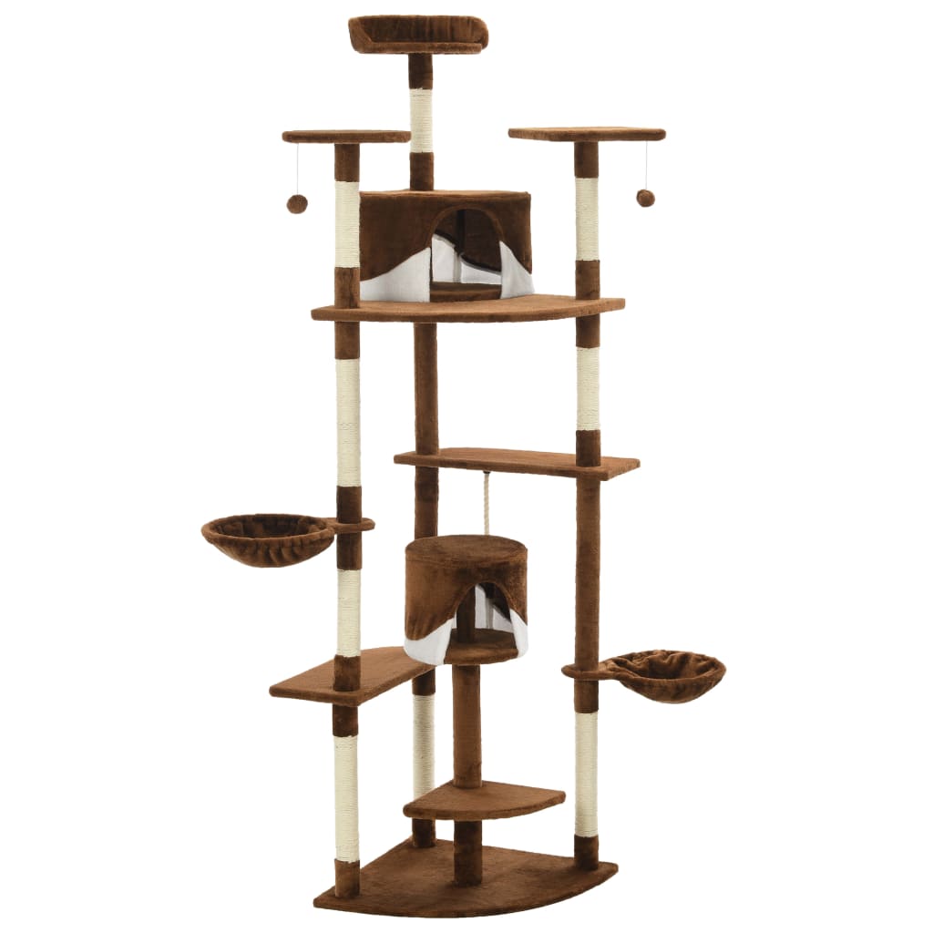 vidaXL Katzen-Kratzbaum mit Sisal-Kratzsäulen 203 cm Braun und Weiß